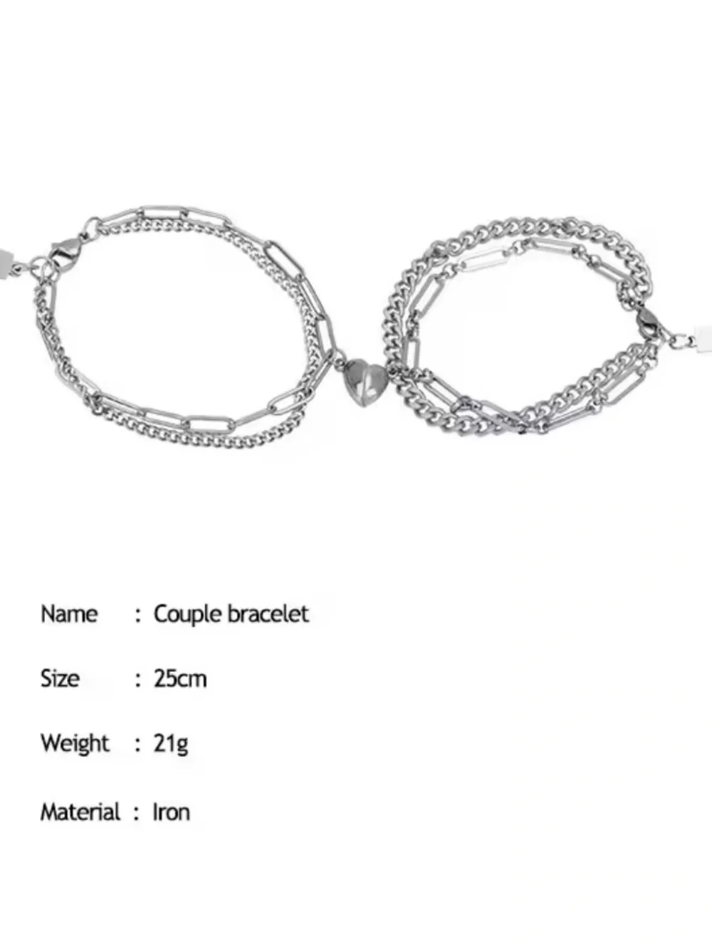 Couple heart connection bracelet set